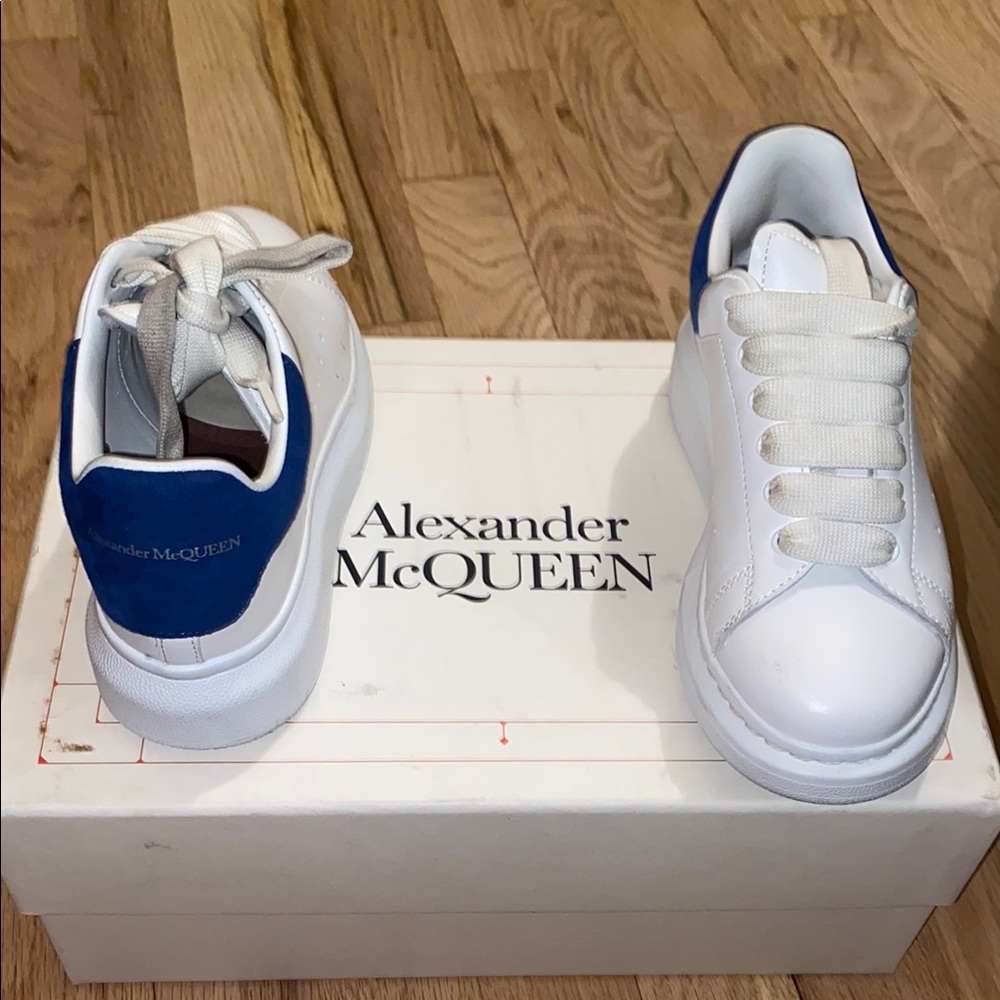 Alexander McQueen White Sneakers with Blue Detail